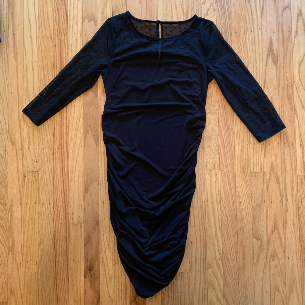 Maternity black polkadot dress